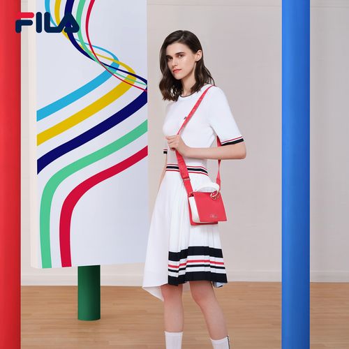 fila斐乐女子连衣裙2021年夏秋新款时尚休闲针织显瘦拼接运动裙子