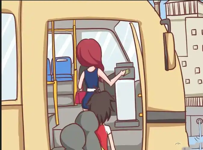 搞笑漫画,公交车上,男子嘲笑妹子不会投币,结果自己却做了这样的事!