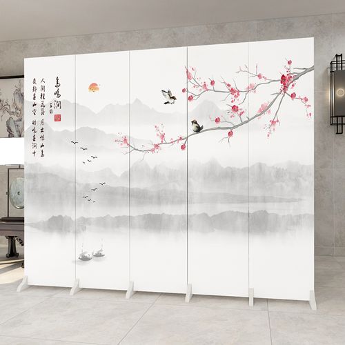 屏风卧室遮挡复古家用山水画网格古风家居座屏中式美容店屏障