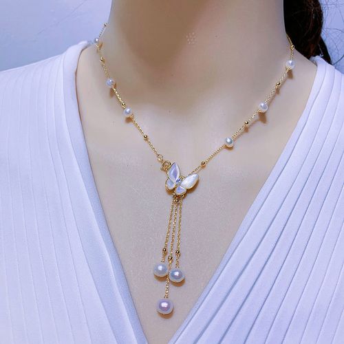 网红热巴款天然淡水珍珠项链女两件套宫廷送妈妈婆婆母亲生日礼物