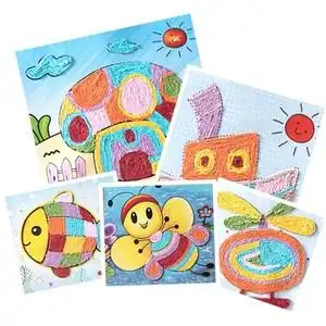 手工纸线粘贴画创意纸绳画手工粘画diy材料制作儿童成品壁挂立体