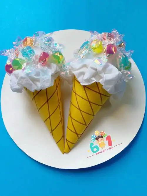 亲子手工diy  #糖果   #冰淇淋  #幼儿园手工  #大花筒冰淇淋