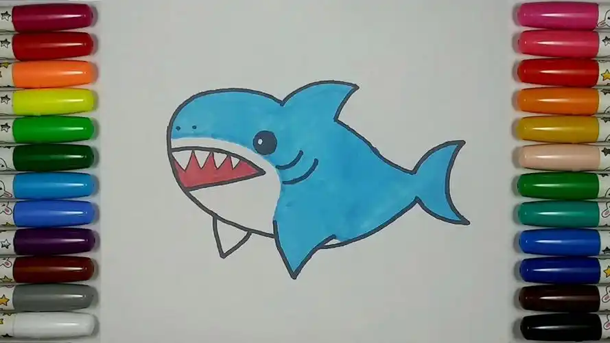 【儿童简笔画教程】画一个可爱的小鲨鱼:海底冒险!