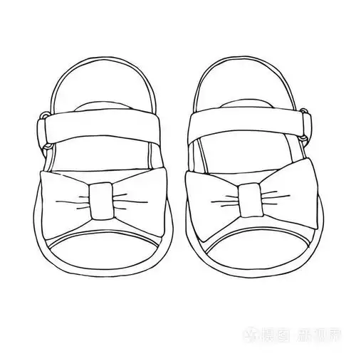 女孩的儿童凉鞋素描.向量例证