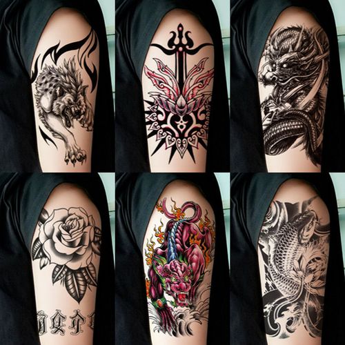 半臂纹身贴 防水防汗男女持久手臂个性龙虎鹰花臂图腾仿真刺青