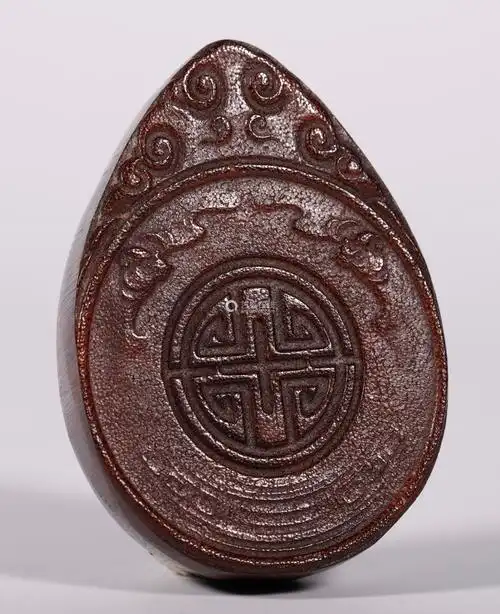 清代 犀角双鹤纹牌