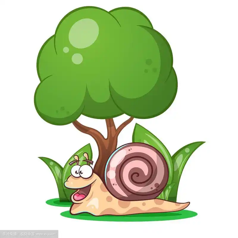蜗牛,动物,树,草,卡通人物