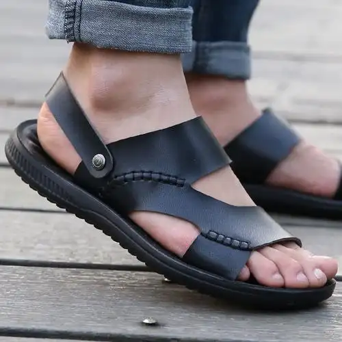 真皮牛皮凉鞋男夏季新款男士凉鞋防滑耐磨休闲沙滩鞋真皮凉拖鞋男