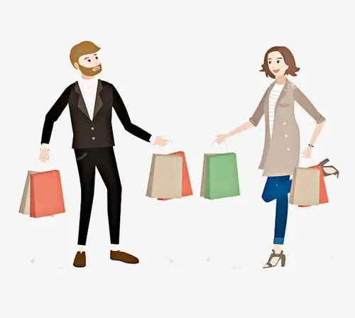 逛街购物的男女卡通图免抠素材免费下载_觅元素51yuansu.com