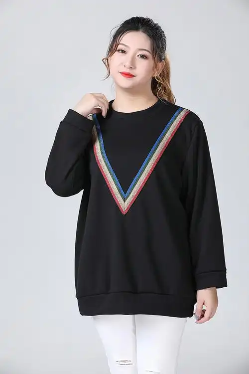 长袖卫衣中长款260斤特大码女装宽松300斤胖mm加肥加大上衣秋冬