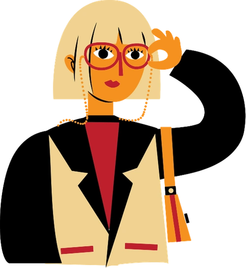 时尚模特潮流形象人物造型插画元素半身