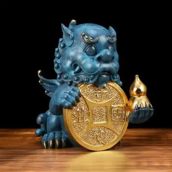 吉善堂全铜金钱貔貅聚财阵摆件一对家居客厅酒柜装饰品工艺品办公室
