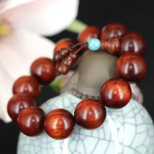 巴西猫眼紫檀顶珠手串2.0 红花梨手链男女情侣款饰品木质文玩佛珠