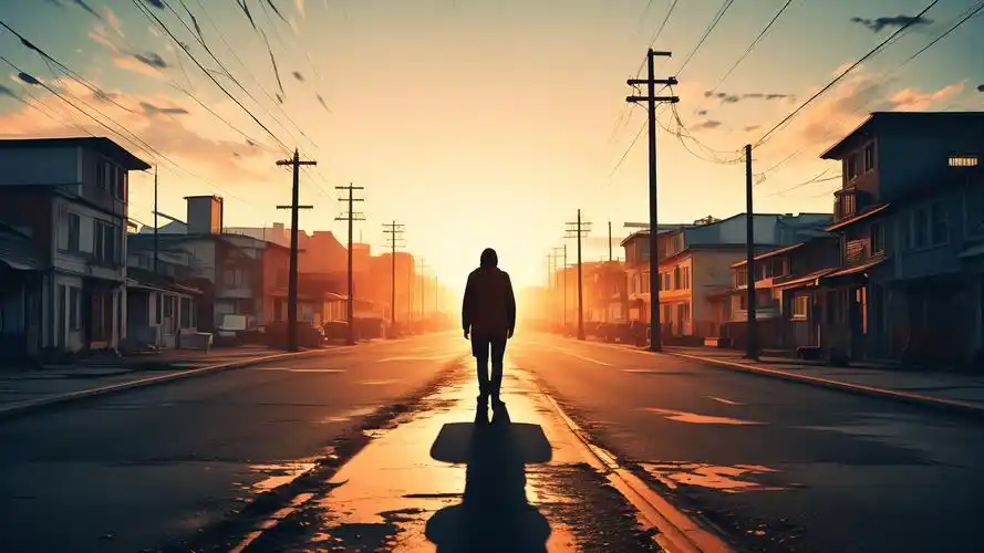 孤独旅者的城镇道路离别🛤