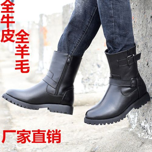 马丁靴真皮中筒靴子冬季英伦风加绒男士靴韩版潮流牛皮靴马靴