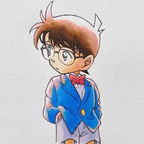 名侦探柯南变小的工藤新一彩色简笔画图片大全_3