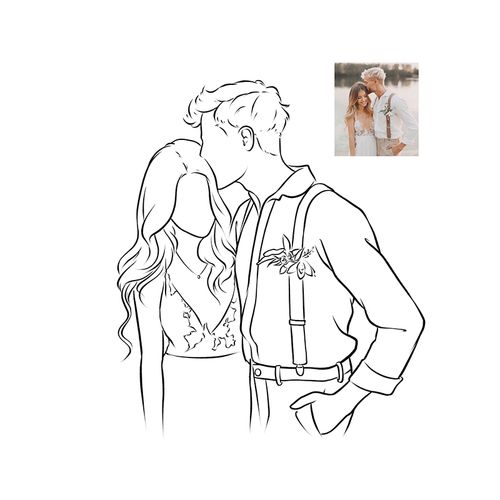 婚庆手绘婚礼剪影logo线条简笔画婚纱照请柬头像轮廓