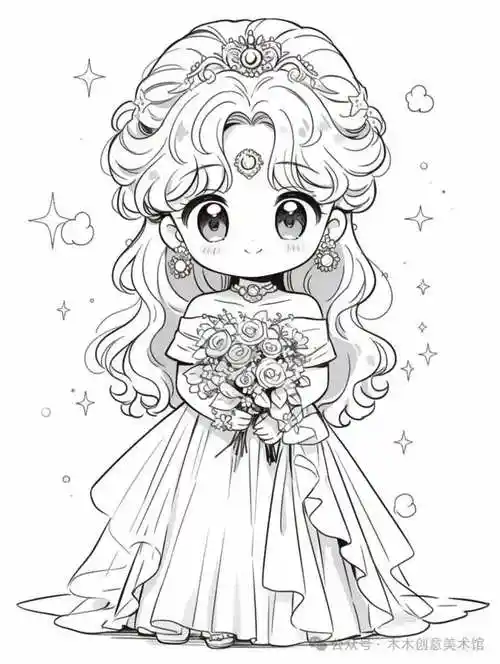 动漫 | 分享一组动漫人物女生黑白线稿