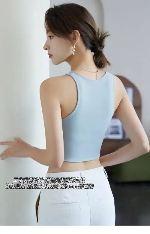 现货夏季新款韩版夏装修身针织衫圆领短款露脐内搭小背心女生百