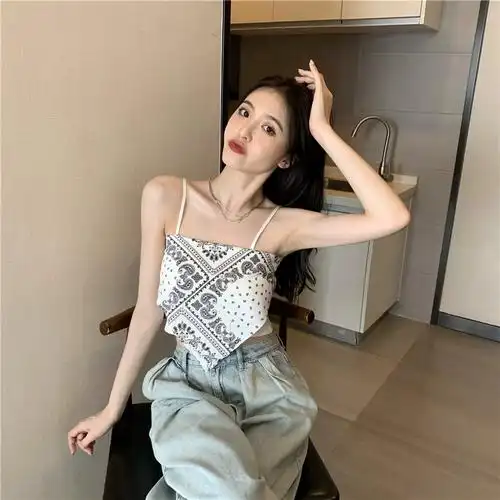 夏季ins风 辣妹风腰果花吊带背心女内搭上衣外穿2021新款 - 女装/女士