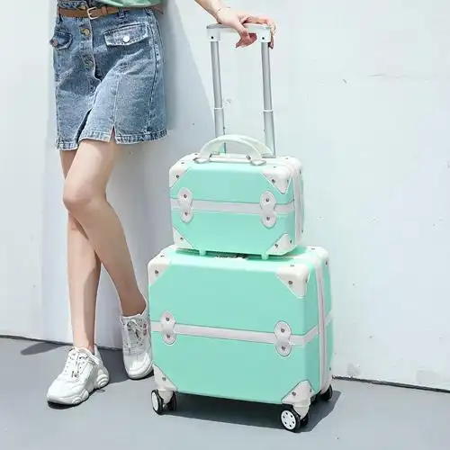 复古18寸拉杆箱旅行箱万向轮甜美行李箱女生小型20寸登机箱子可爱