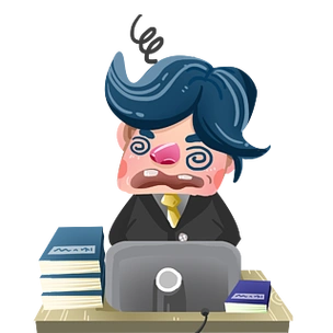 卡通工作忙晕的人