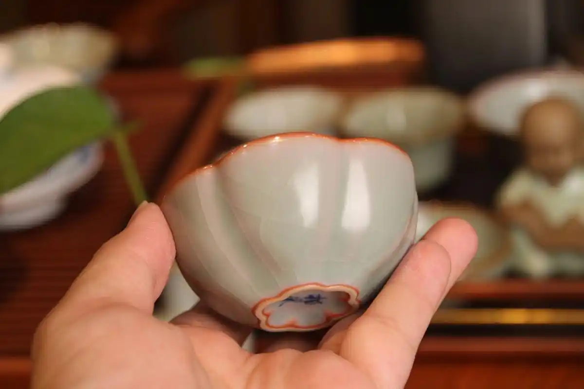 柏采窑粉青四代梅花杯汝窑茶杯质感油润 极致发色～手感超好