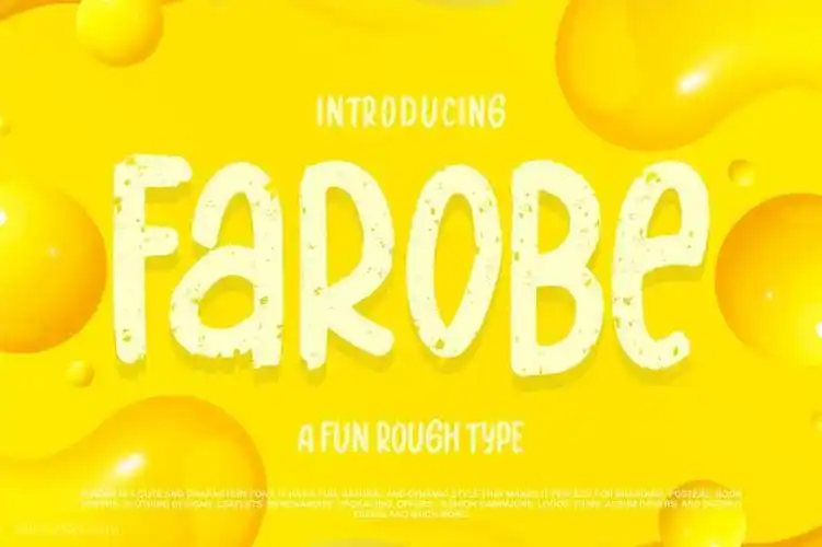 有趣可爱的奶酪粗糙纹理无衬线装饰性字体farobe