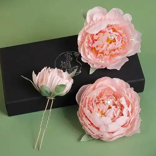 汉服发饰女古风绢花头饰配饰仙气造型唐风仿真花饰品发钗发簪套装