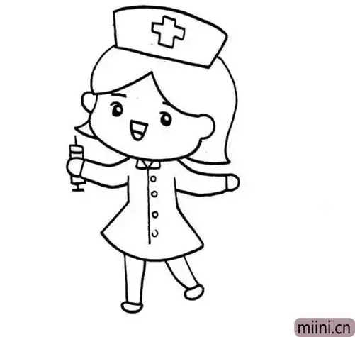 护士给病毒打针简笔画