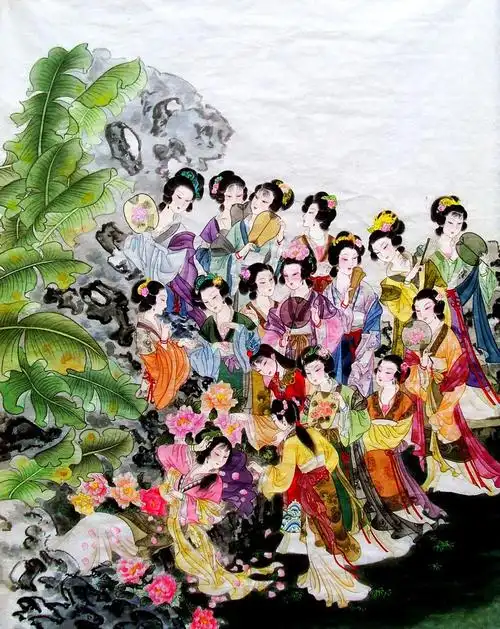 红楼梦集体图竹帘竹窗帘健康时尚环保喷绘竹帘 汗蒸房竹帘图片_1