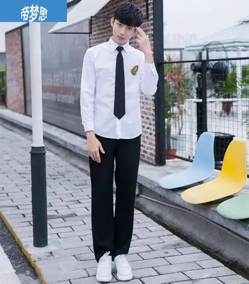 学院风男长袖衬衫西裤套装jk制服初高中学生毕业班服合唱演出服装1