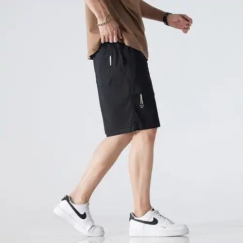 冰丝莱赛尔休闲短裤男潮牌pla男士宽松直筒工装春夏季五分中裤