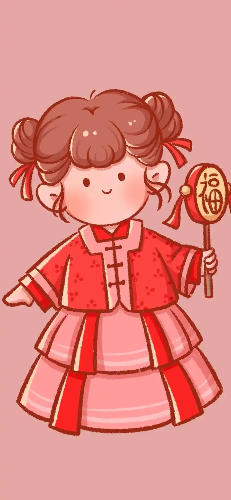 又是一个新年娃娃～#q版人物 #原创插画 #简笔画 #卡通壁 - 抖音