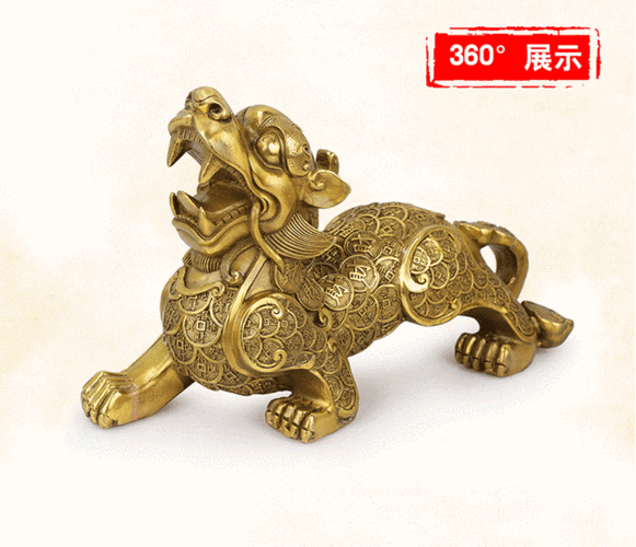 斐然铜貔貅摆件一对纯铜大号招财工艺品家居客厅玄关酒柜办公室装饰品