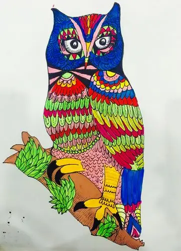 彩色线描装饰画