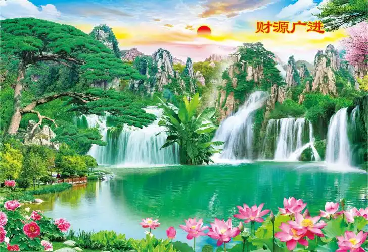 堂单仙家聚财山水画龙脉聚宝盆绢布年画风水招财国画