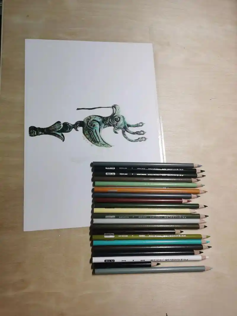 彩铅手绘 #画渣日常 #三星堆 - 抖音