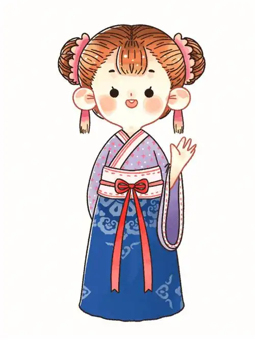 绘画小课堂q版丸子头汉服女孩