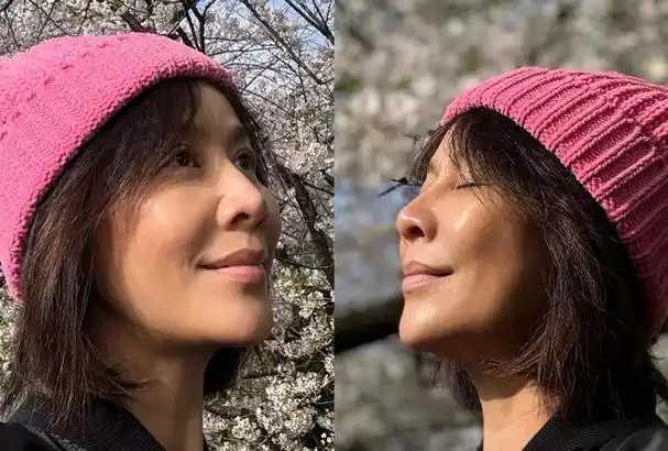 二十六岁拿过影后的刘嘉玲晒出春日樱花照,甜美又帅气风格多变