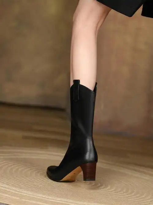 初秋暗黑酷飒御姐单品中筒靴子