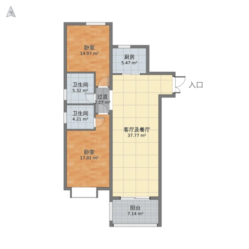 *2室2厅2卫户型图