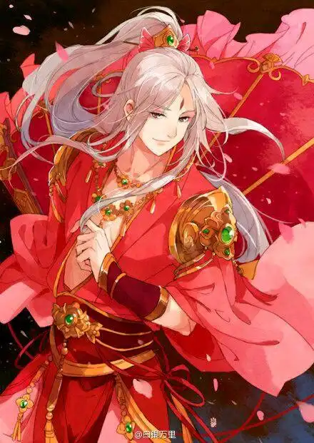 求一张古风的银发红衣男子图片!