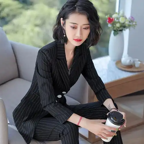 职业装西装新款职业套装韩国时尚名媛香风职业女裤套装