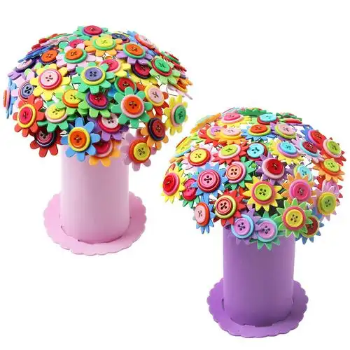 纽扣花diy手工制作材料包 幼儿园美劳课儿童创意手工玩具 小礼物