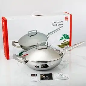 德国双立人新款gourmet30cm炒锅不锈钢锅无油烟锅电磁炉火炉通用