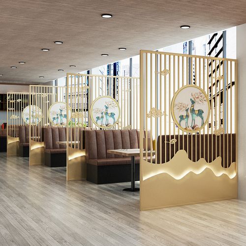 新中式包间卡烤肉装饰山水采耳隔断酒店火锅店餐厅办公屏风