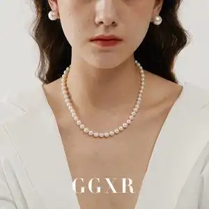 ggxr 法式天然强光近圆珍珠项链高级复古简约基础叠戴jennie同款