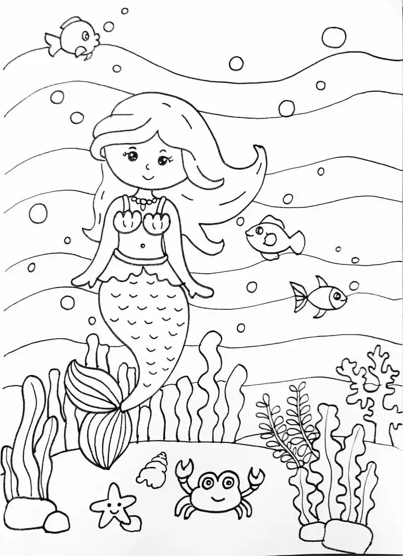 主题画|美人鱼儿童画.美人鱼的世界主题画,海底世界主题画,儿 - 抖音