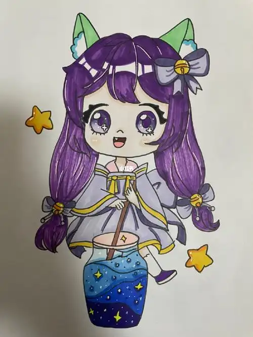 动漫人物水瓶座女两头身